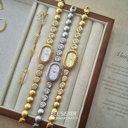 Womens Mid-century Light-luxury Jewelry Oval-arch Fashion Petite Watch