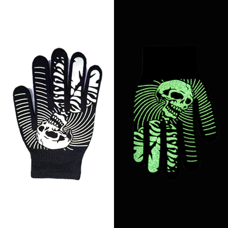 Halloween Skull Luminous Riding Non-slip Gloves