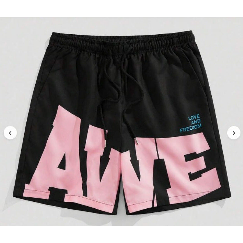 American-style High-street Beach Shorts With A Large 3D Letter Print