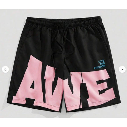 American-style High-street Beach Shorts With A Large 3D Letter Print