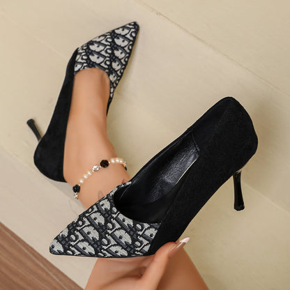 2026 Women High Heels Stiletto Fashion New Comfortable Black Professional Commute Medium Heel Pumps