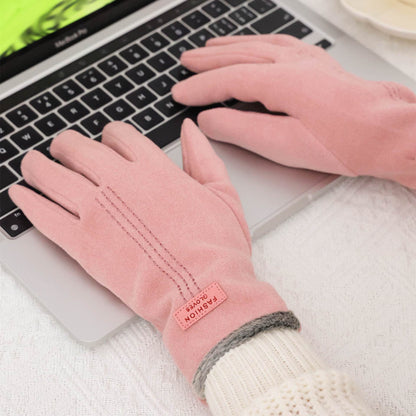 Womens Winter Thermal Gloves Made From Duvet Fabric With Touchscreen Compatibility And Three-Strand Fleece Edges