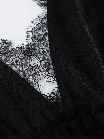 Lace Deep V-Neck Maxi Dress