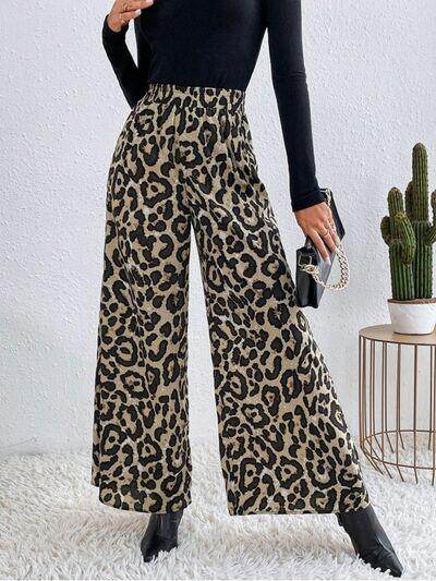 Printed Elastic Waist Wide Leg Pants for Women Fashion