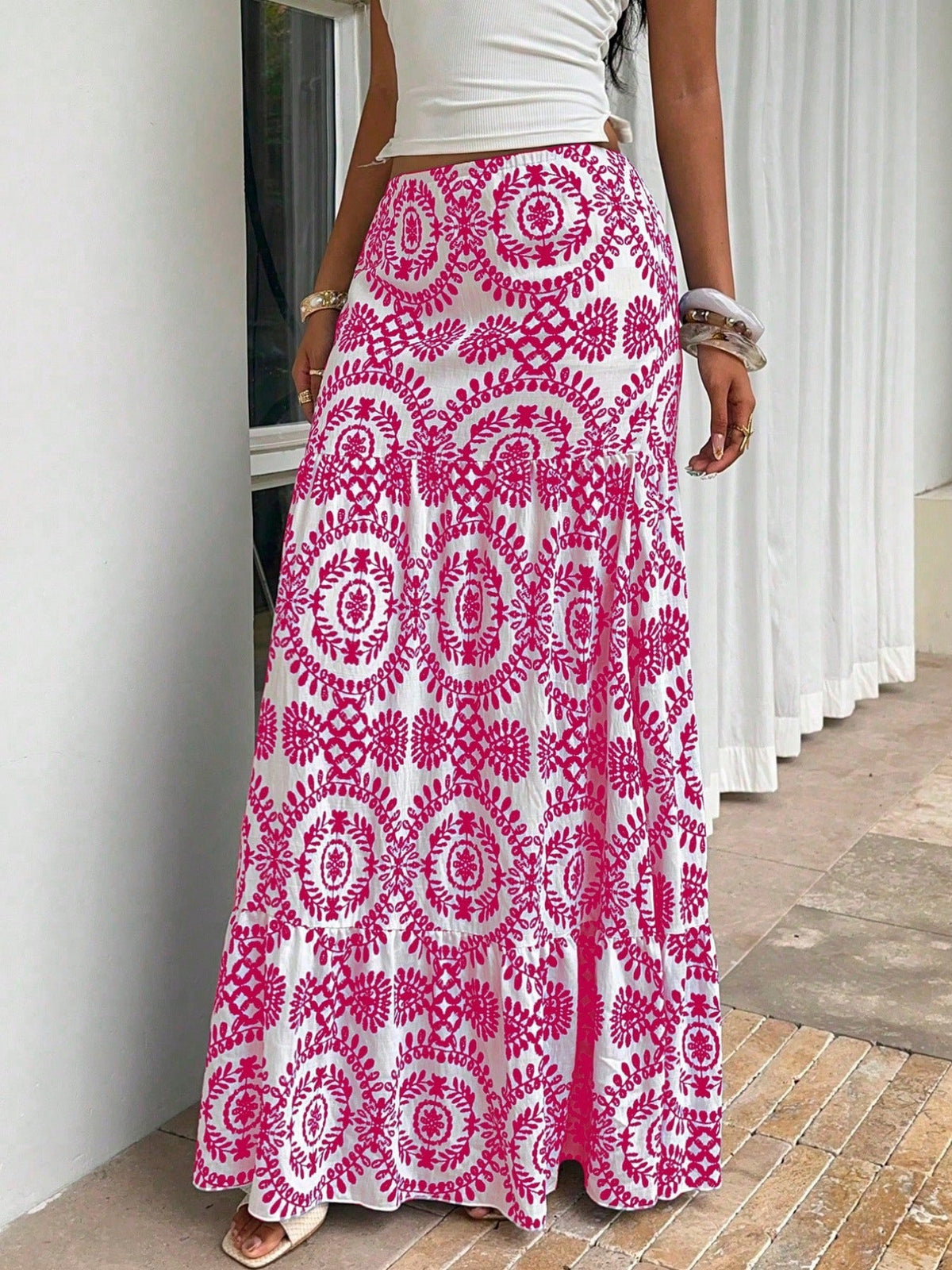 Womens Skirt Bohemian-style Printed Dress