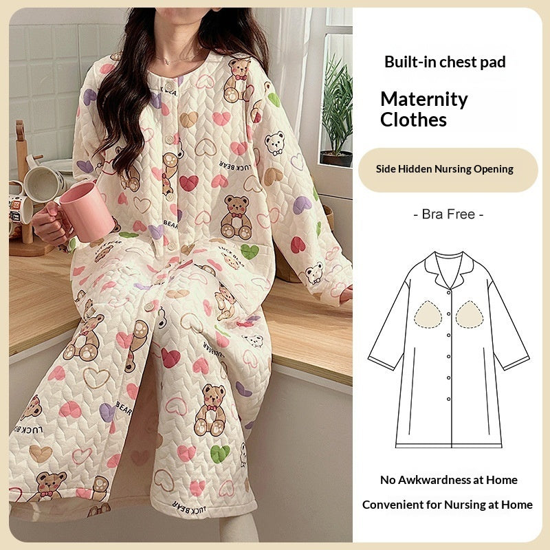 Air-cotton Padded Nursing Dress For Pregnant Women With Built-in Breast Pads
