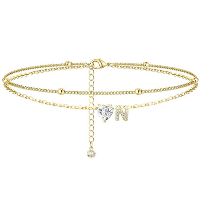 Womens Adjustable Delicate Versatile Double-layer Anklet Set