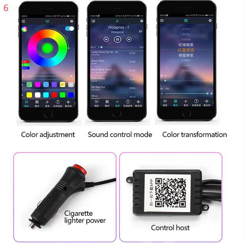 Car Fiber Optic Ambient APP Rhythm Light
