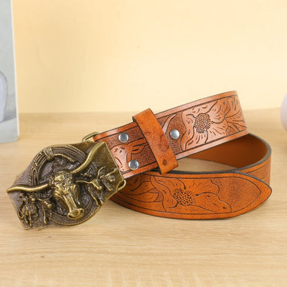 Belt Cow Head Buckle Men