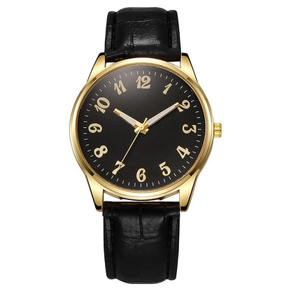 Quartz Mens Business-style Alloy Luminous Luxury Wristwatch With A Leather-band Feel