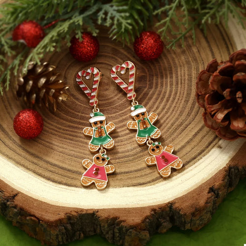 Christmas Gingerbread Man Dangle Earrings
