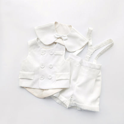 Casual White Children Vest Suit