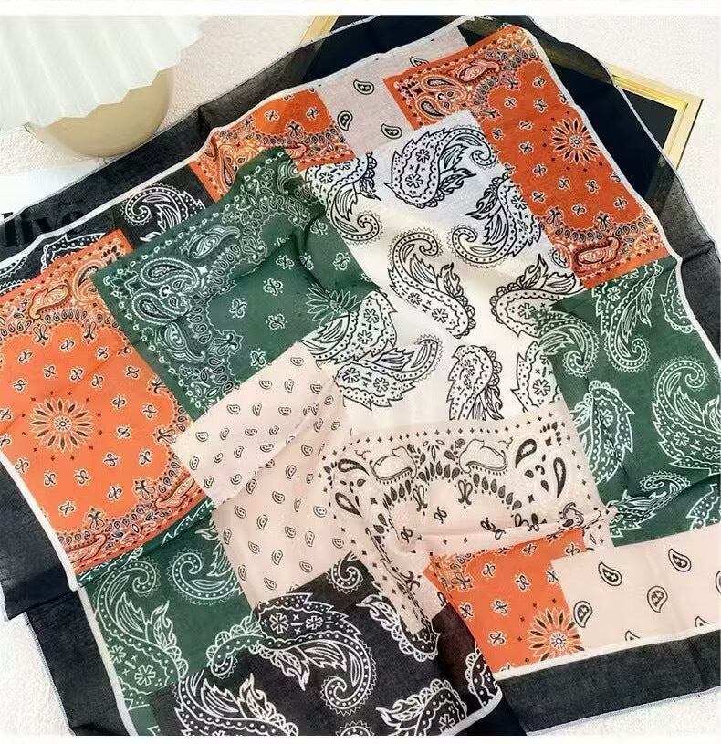 Korean-style Fresh And Delicate Floral Silk Scarf