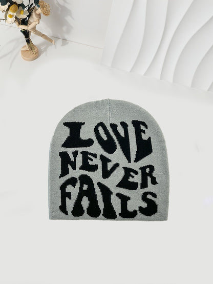 Knitted Jacquard Hat One-size Fits All Beanie Cold Weather Hat Letter Jacquard