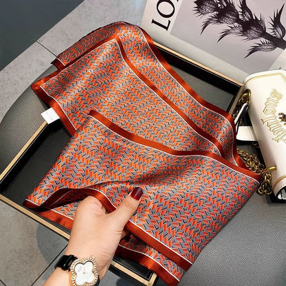 Floral-print Neck Scarf Springsummer Silk Scarf