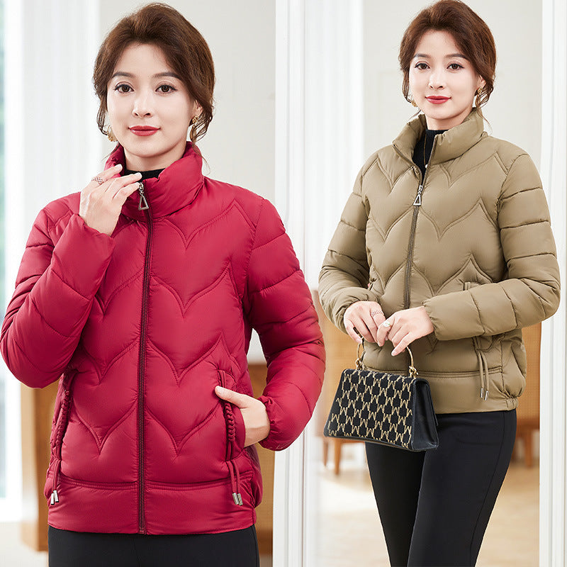 Fashion Stand Collar Pure Color Cotton Clothing Women