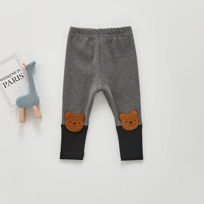 Children's Cute Bear Straight-leg Pants Trousers