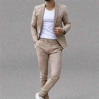 Men Leisure Set Digital Printing Two Button Suit Top Two-piece Pants