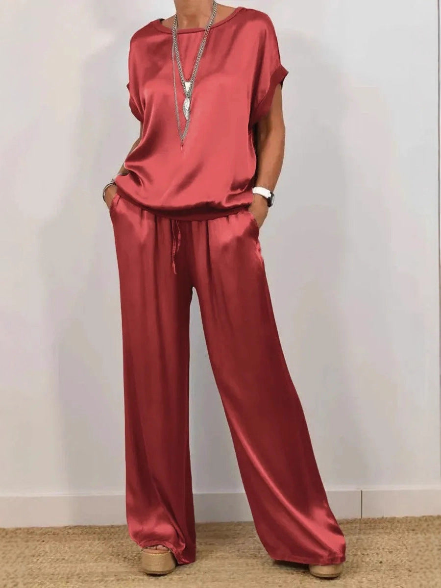2026 Spring Summer New Cross-Border Trade Amazon Independent Site Trendy Loose Shirt Wide-Leg Pants Casual Set
