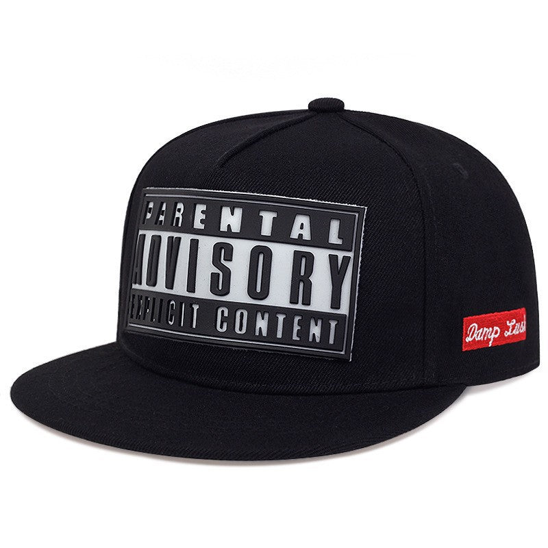 Plain-brim Baseball Cap Adjustable Trendy Lettered Hip-hop Snapback