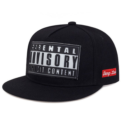 Plain-brim Baseball Cap Adjustable Trendy Lettered Hip-hop Snapback