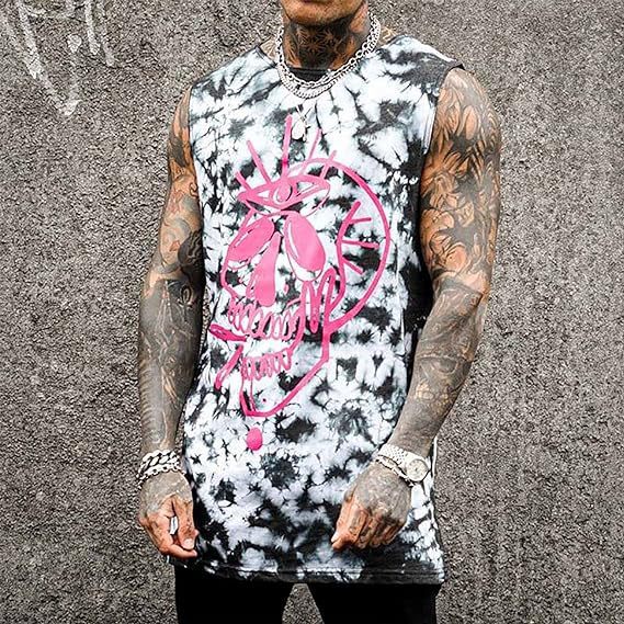 Men's Plus Size Sleeveless 3D Retro Print Vest