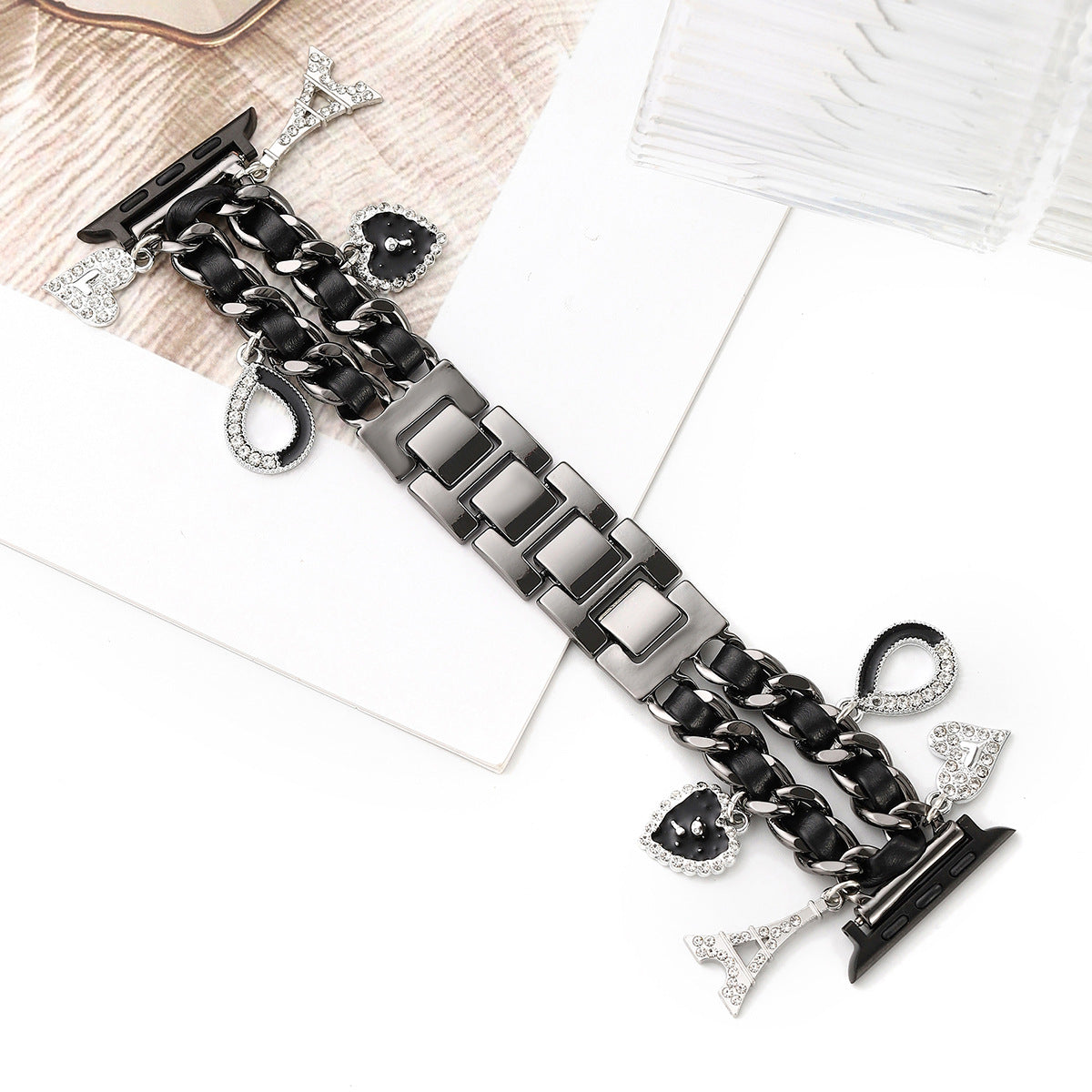 For Iwatch Strap Xiaoxiang Style Iwatch6543 Generation Denim Chain Metal BraceletXiaoxiang Style Strap