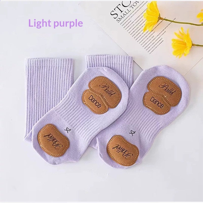 Womens Spring Autumn Dance Socks With Leather Soles Non-slip For Modern Dance Practice