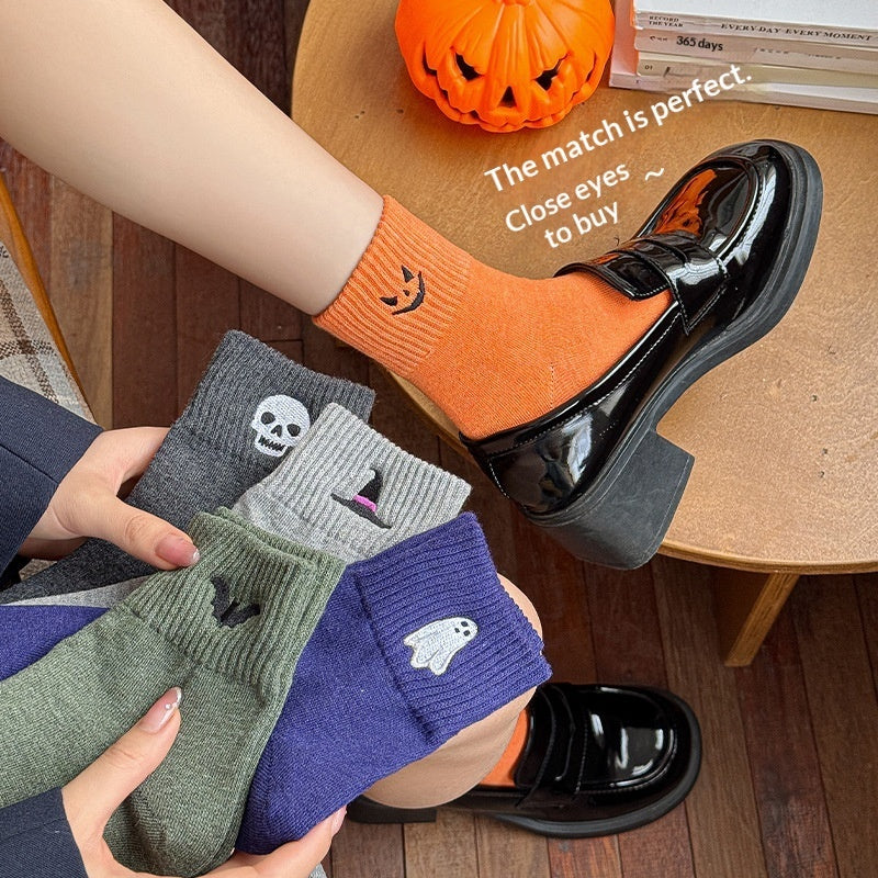 Skull Crew Socks Breathable Warm Cotton Blend