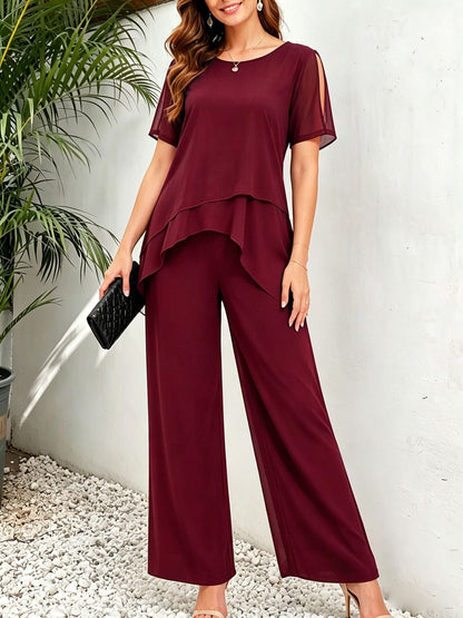Women's Chiffon Patchwork Irregular Set