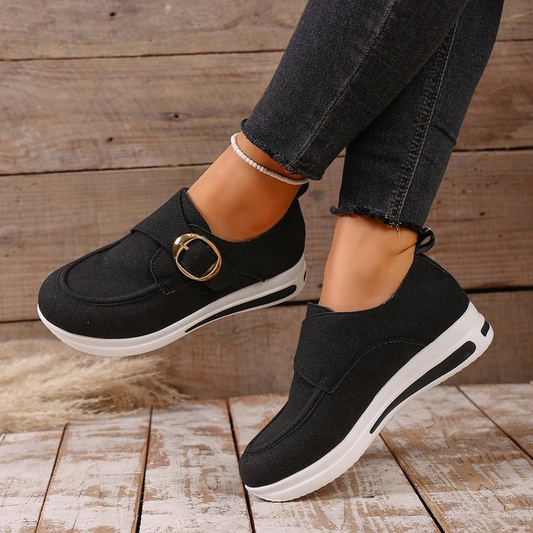 Solid-color Front-laced Casual Slip-on Womens Shoes