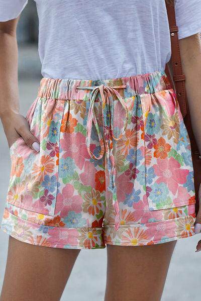 Stylish Drawstring Printed Shorts with Pockets for Women