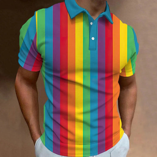 Men's 3D Rainbow Print Casual T-shirt