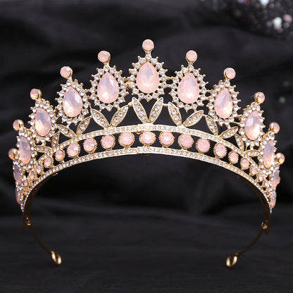 Wedding Birthday Headdress Crown Alloy Inlaid Protein Green Bright Crystal Bride