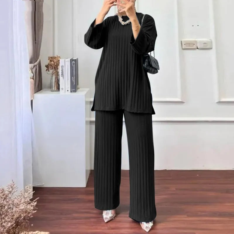 Womens Long-sleeve Shirt And Pants Set