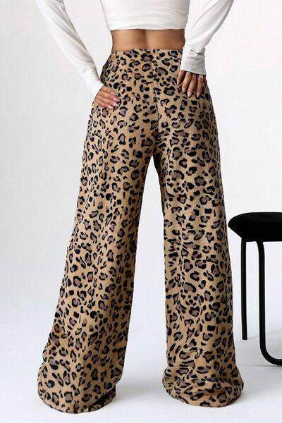Leopard Wide Leg Pants for Women - Stylish and Trendy