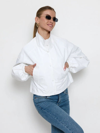 Loose-fitting Cropped Trench Coat For Petite Womens Jackets