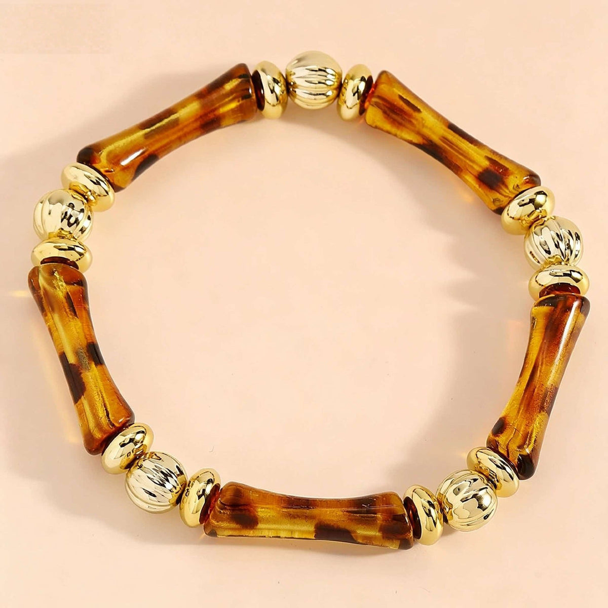Geometric Leopard Print Woven High-End Designed Bangle, Versatile High Sense Bamboo Joint Bracelet