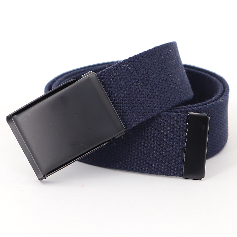 Men's Casual Canvas And Denim Belt With Buckle Closure