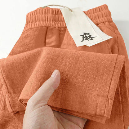 Cropped Ice-silk Breathable Elastic-waist Pants With Pockets