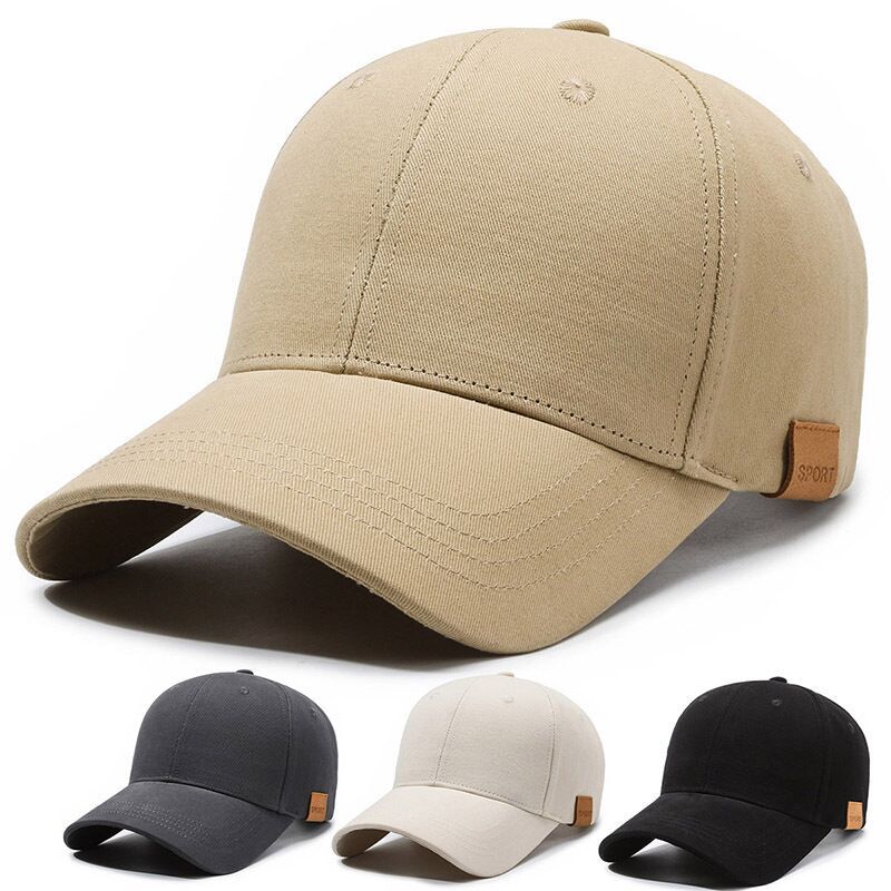 Baseball Cap Extra-large Head Size Deep-crown Design Plain Style