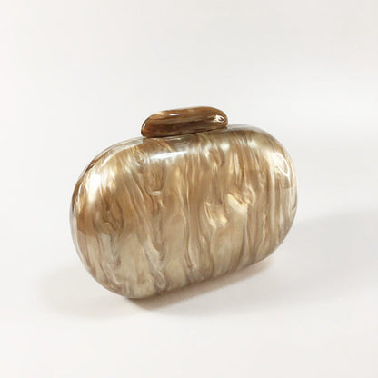 Women's Oval Acrylic Solid Color Pearly Evening Bag