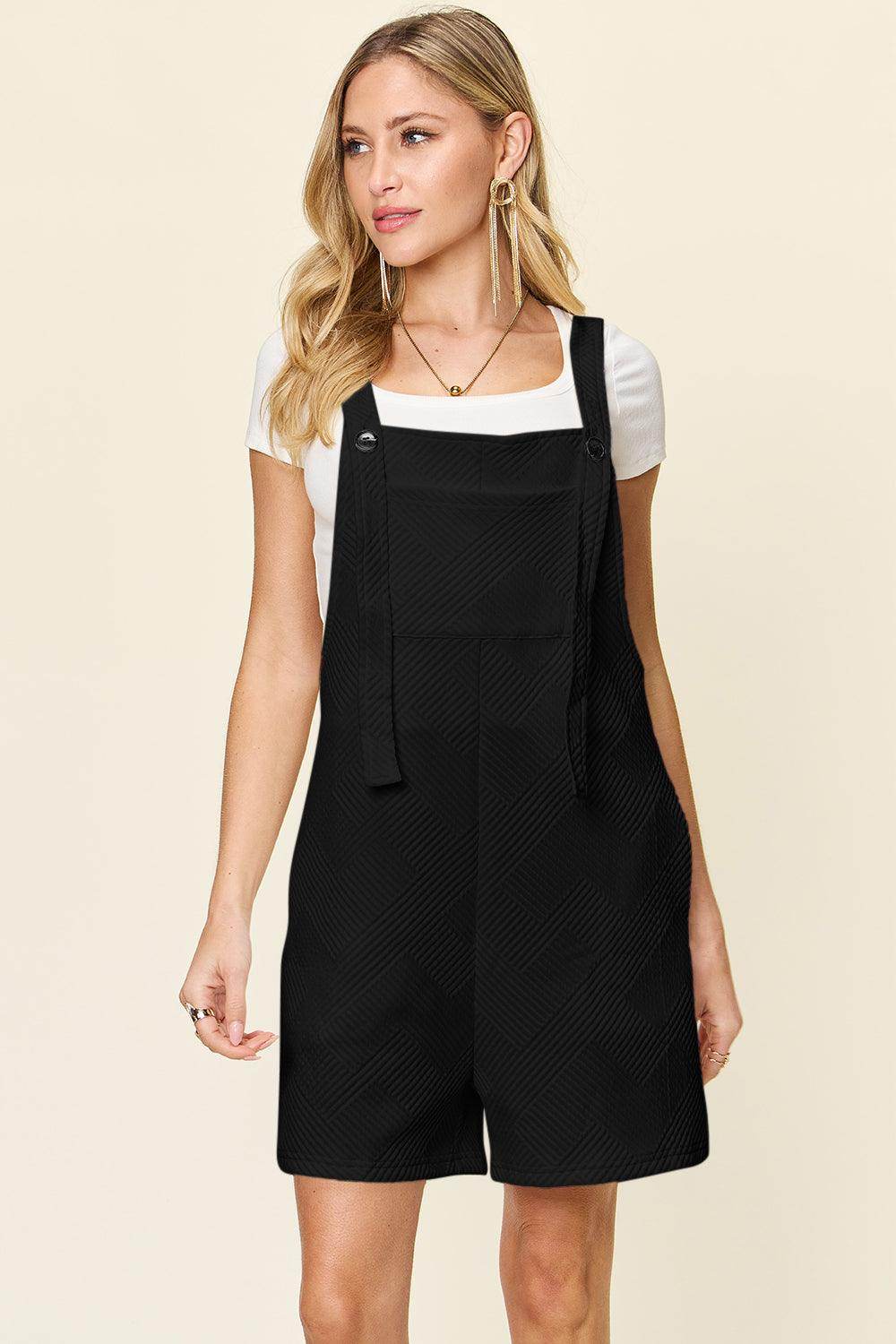 Double Take Full Size Texture Sleeveless Romper for Women