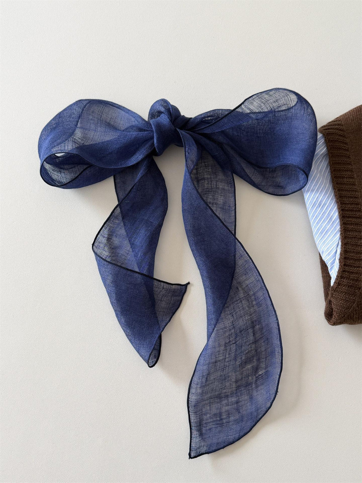 Semi-transparent Linen Scarf Ribbon Hairband