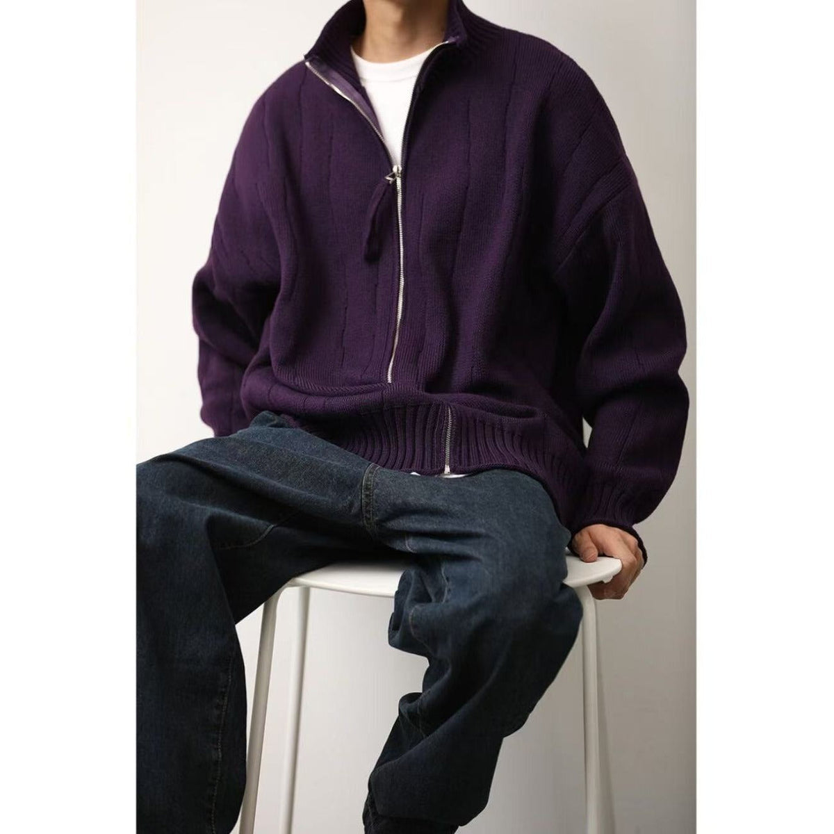 Knitted Sweater Jacket Men's Casual Cardigan Sweater