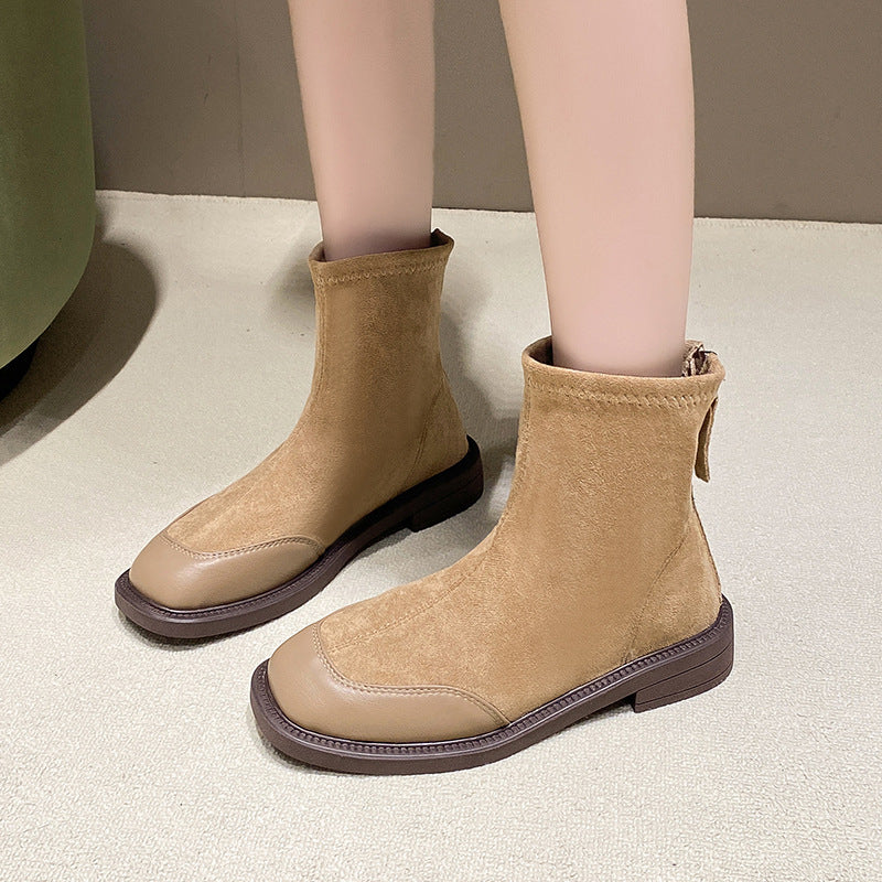 British-style Square-toe Boots For Women