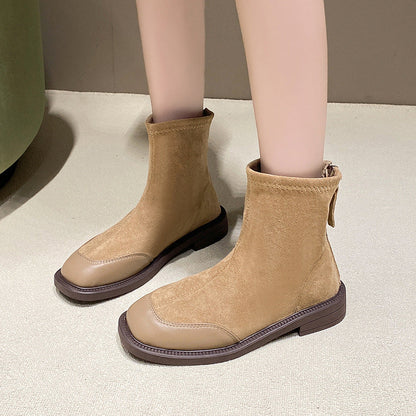 British-style Square-toe Boots For Women