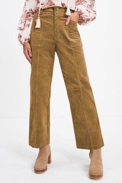 Half Elastic Waist Straight Pants for Comfortable Fit