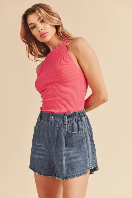 Aemi + Co Ribbed Round Neck Tank