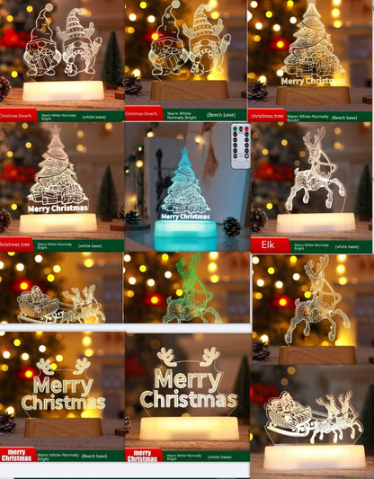 3D Christmas LED Night Light Acrylic Gift Decor
